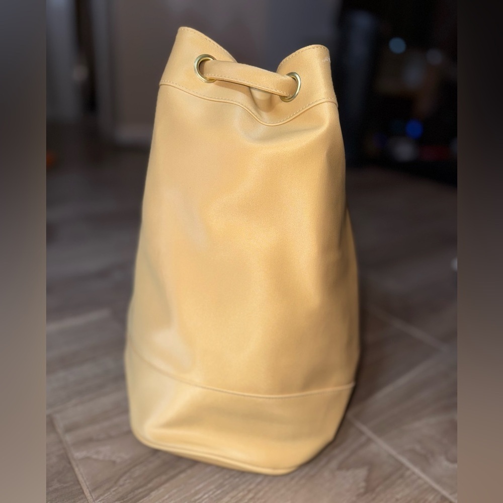 Lagerfeld Sun Moon Stars Bucket Tote Gold/yellow Cinch Sac Nylon Vtg 90s RARE - Picture 7 of 8